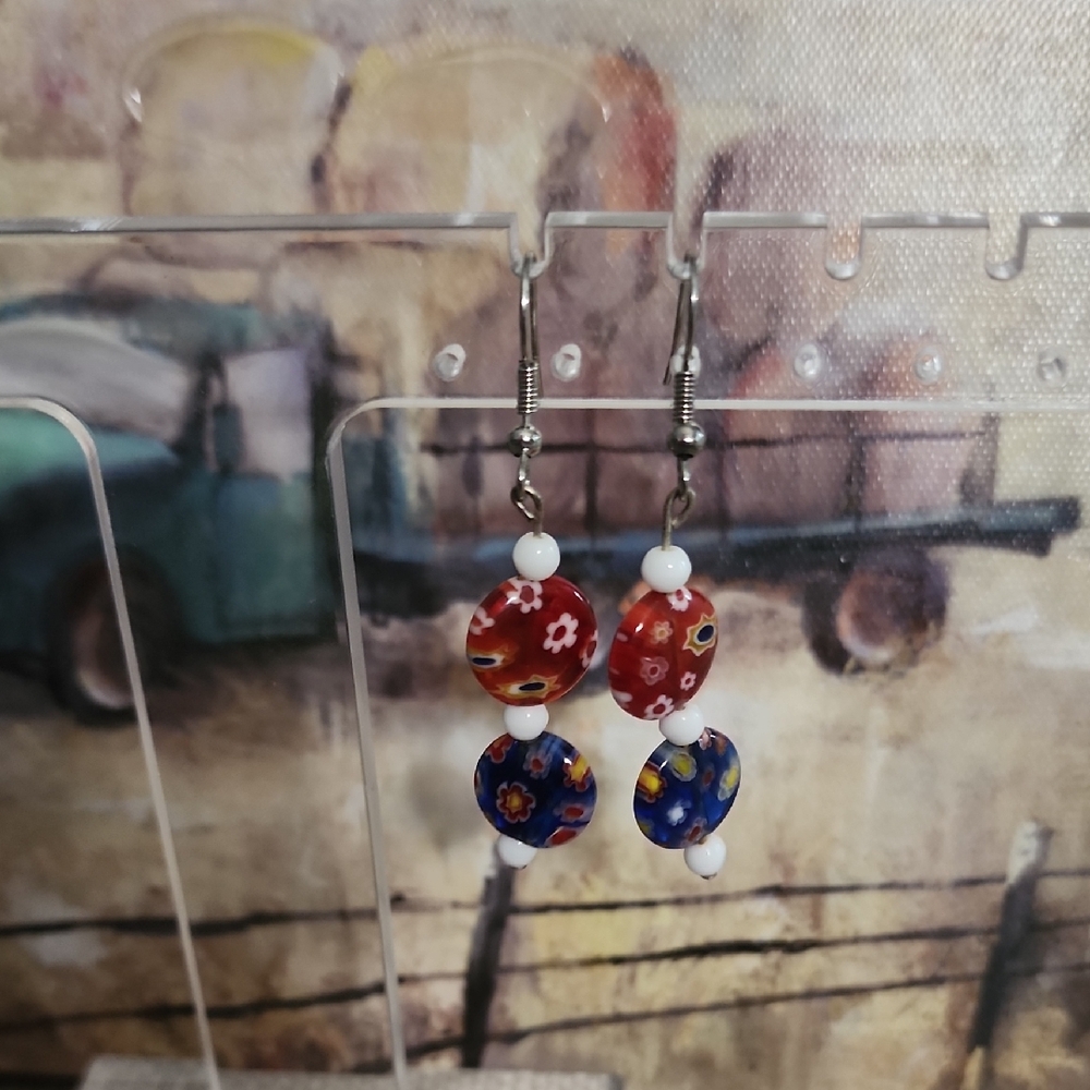 Colorful Floral Beaded Earrings